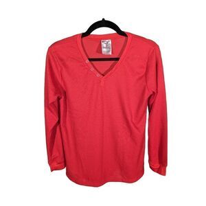 Isotoner Ladies V Neck Henley style causal  top Women's Size Large